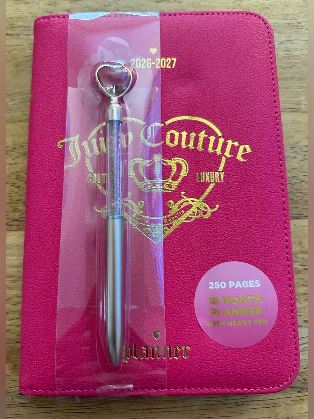 Juicy Couture 2026/2027 Planner Zipper Heart Pen Pink Agenda 250 Pages 9” New
